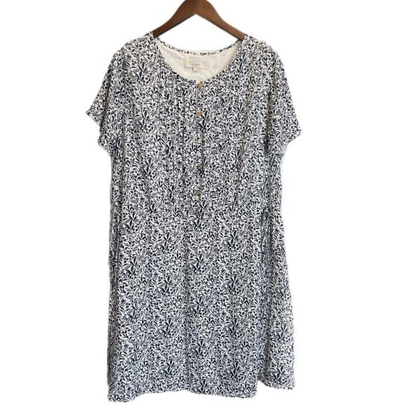 Loft Floral Print Pintucked Side Tie Dress - Picture 2 of 7